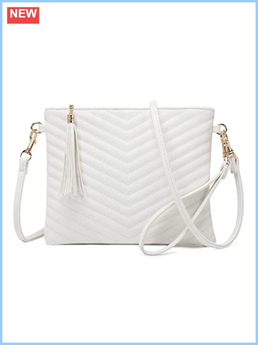 Vegan Leather Crossbody Bag Wristlet with Fringed Zip Closure